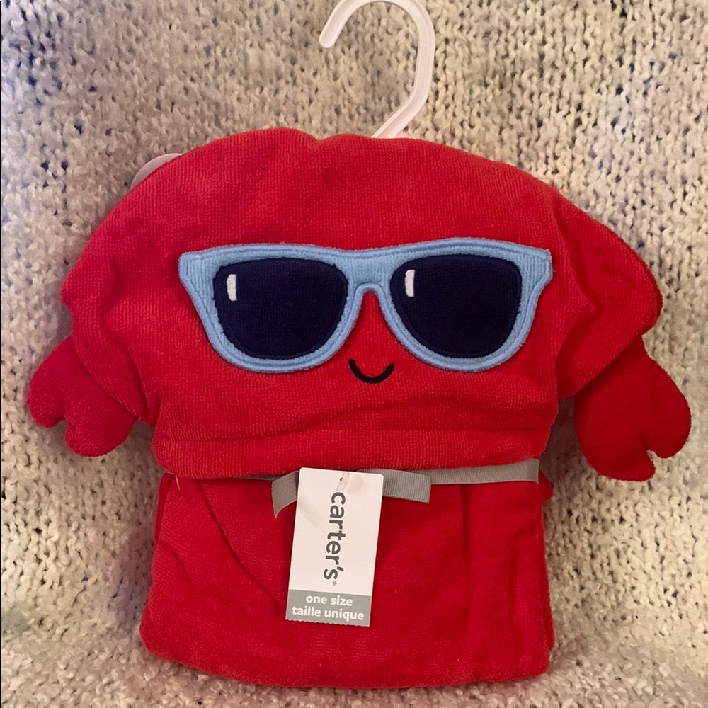 Carter's Red Crab Hooded Towel for Kids